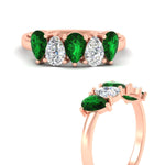 Load image into Gallery viewer, 1.50-carat-5-stone-classic-wedding-band-emerald-teardrop-in-rose-gold-fdwb8008pegemgrangle3-1.50ct-nl-rg.jpg