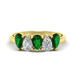 Load image into Gallery viewer, 1.50-carat-5-stone-classic-wedding-band-emerald-teardrop-in-yellow-gold-fdwb8008pegemgrsleep-1.50ct-nl-yg.jpg