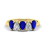 Load image into Gallery viewer, 1.50-carat-5-stone-classic-wedding-band-sapphire-teardrop-in-yellow-gold-fdwb8008pegsablsleep-1.50ct-nl-yg.jpg