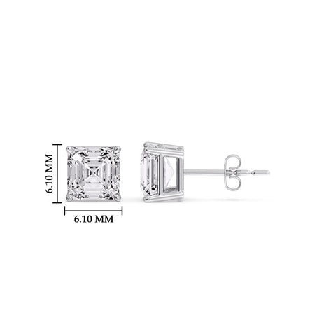 Asscher Cut Diamond Stud Earring