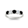 Load image into Gallery viewer, 1.50-carat-five-stone-diamond-and-black-diamond-wedding-band-in-white-gold-FDENS141ROBGBLACKANGLE3-1.50CT-NL-WG