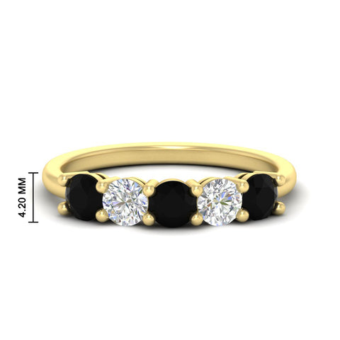 1.50-carat-five-stone-diamond-and-black-diamond-wedding-band-in-yellow-gold-FDENS141ROBGBLACKANGLE3-1.50CT-NL-YG