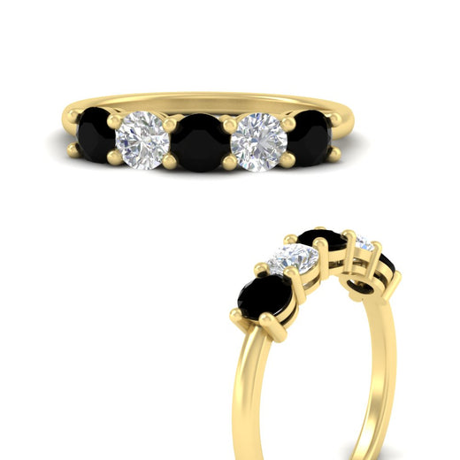 1.50-carat-five-stone-diamond-and-black-diamond-wedding-band-in-yellow-gold-FDENS141ROBGBLACKANGLE3-1.50CT-NL-YG