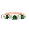 Load image into Gallery viewer, 1.50-carat-five-stone-diamond-and-emerald-wedding-band-in-rose-gold-FDENS141ROBGEMGRANGLE3-1.50CT-NL-RG