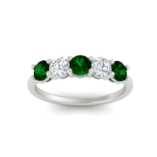 1.50-carat-five-stone-diamond-and-emerald-wedding-band-in-white-gold-FDENS141ROBGEMGRANGLE3-1.50CT-NL-WG