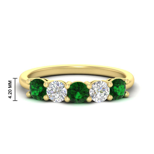 1.50-carat-five-stone-diamond-and-emerald-wedding-band-in-yellow-gold-FDENS141ROBGEMGRANGLE3-1.50CT-NL-YG