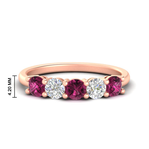 1.50-carat-five-stone-diamond-and-pink-sapphire-wedding-band-in-rose-gold-FDENS141ROBGSADRPIANGLE3-1.50CT-NL-RG