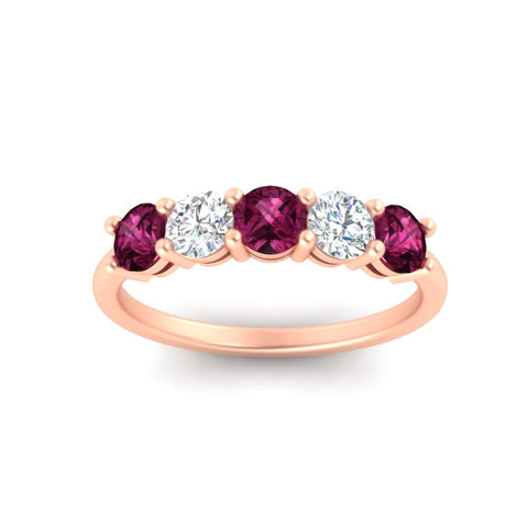 1.50-carat-five-stone-diamond-and-pink-sapphire-wedding-band-in-rose-gold-FDENS141ROBGSADRPIANGLE3-1.50CT-NL-RG
