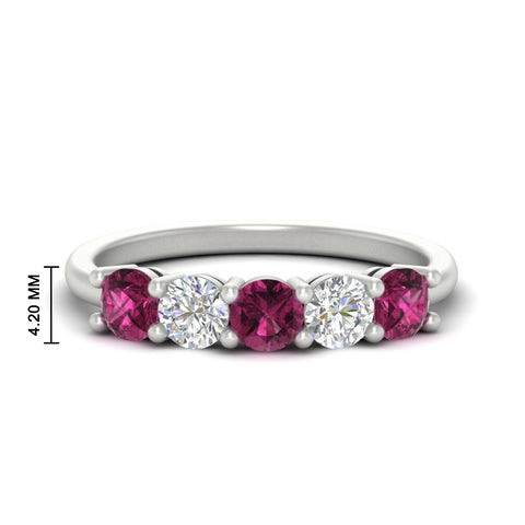 1.50-carat-five-stone-diamond-and-pink-sapphire-wedding-band-in-white-gold-FDENS141ROBGSADRPIANGLE3-1.50CT-NL-WG