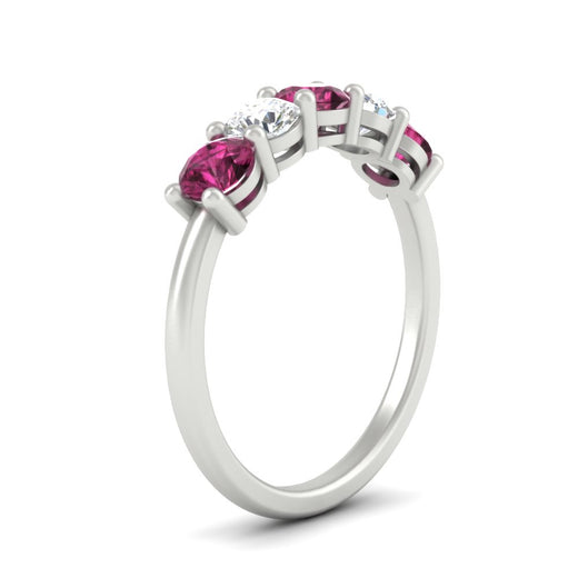 1.50-carat-five-stone-diamond-and-pink-sapphire-wedding-band-in-white-gold-FDENS141ROBGSADRPIANGLE3-1.50CT-NL-WG