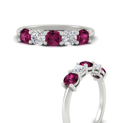 1.50-carat-five-stone-diamond-and-pink-sapphire-wedding-band-in-white-gold-FDENS141ROBGSADRPIANGLE3-1.50CT-NL-WG