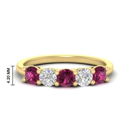 1.50-carat-five-stone-diamond-and-pink-sapphire-wedding-band-in-yellow-gold-FDENS141ROBGSADRPIANGLE3-1.50CT-NL-YG
