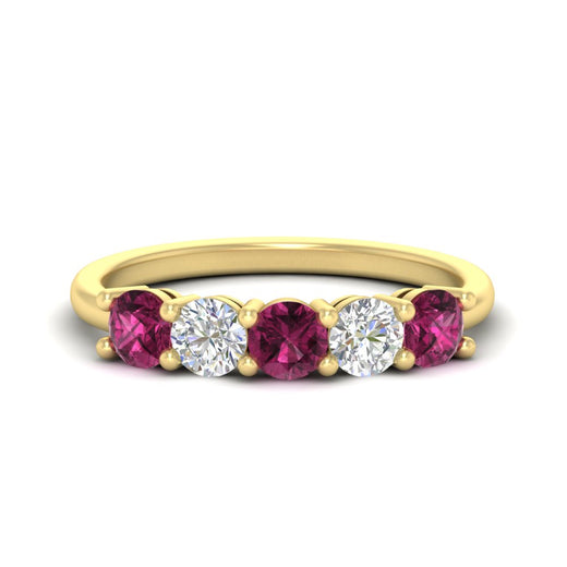 1.50-carat-five-stone-diamond-and-pink-sapphire-wedding-band-in-yellow-gold-FDENS141ROBGSADRPIANGLE3-1.50CT-NL-YG