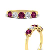 Load image into Gallery viewer, 1.50-carat-five-stone-diamond-and-pink-sapphire-wedding-band-in-yellow-gold-FDENS141ROBGSADRPIANGLE3-1.50CT-NL-YG