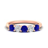 Load image into Gallery viewer, 1.50-carat-five-stone-diamond-and-sapphire-wedding-band-in-rose-gold-FDENS141ROBGSABLANGLE3-1.50CT-NL-RG