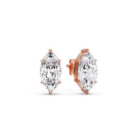 Marquise Diamond 6 Prong Stud Earrings Half Carat