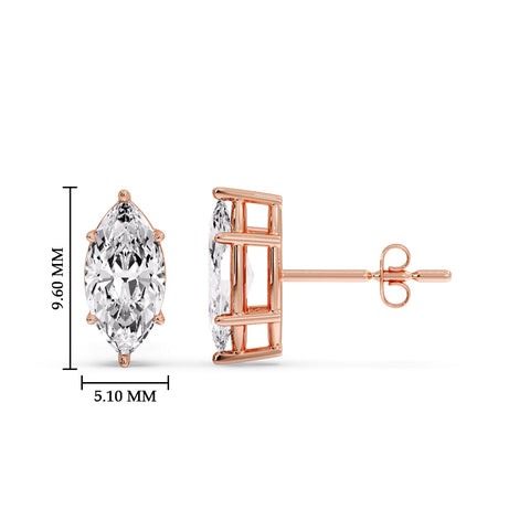 Marquise Diamond 6 Prong Stud Earrings Half Carat
