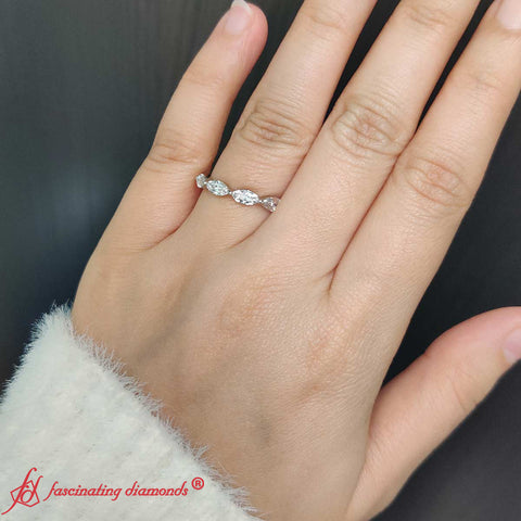 Horizontal 1.50 Ct Marquise Diamond Wedding Band