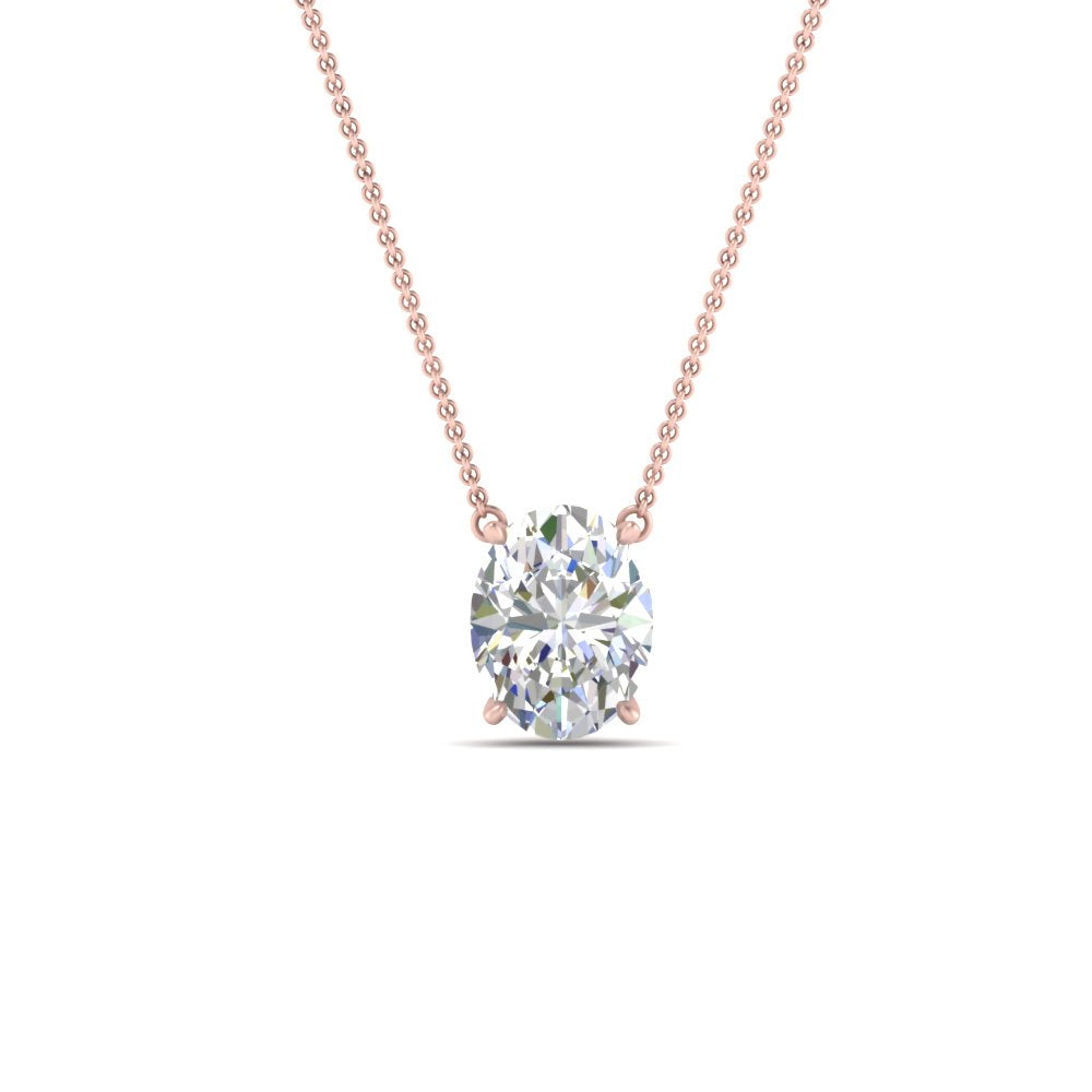 Oval 4 Prong Solitaire Pendant