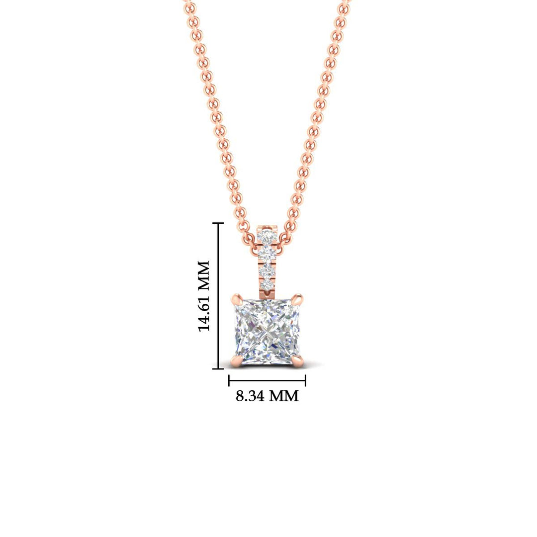 Pavé Bail Princess Cut Diamond Pendant