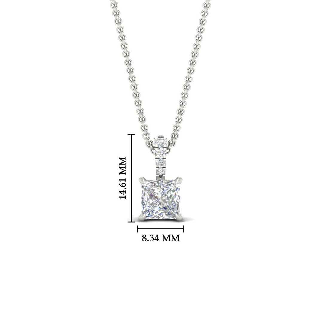 Pavé Bail Princess Cut Diamond Pendant