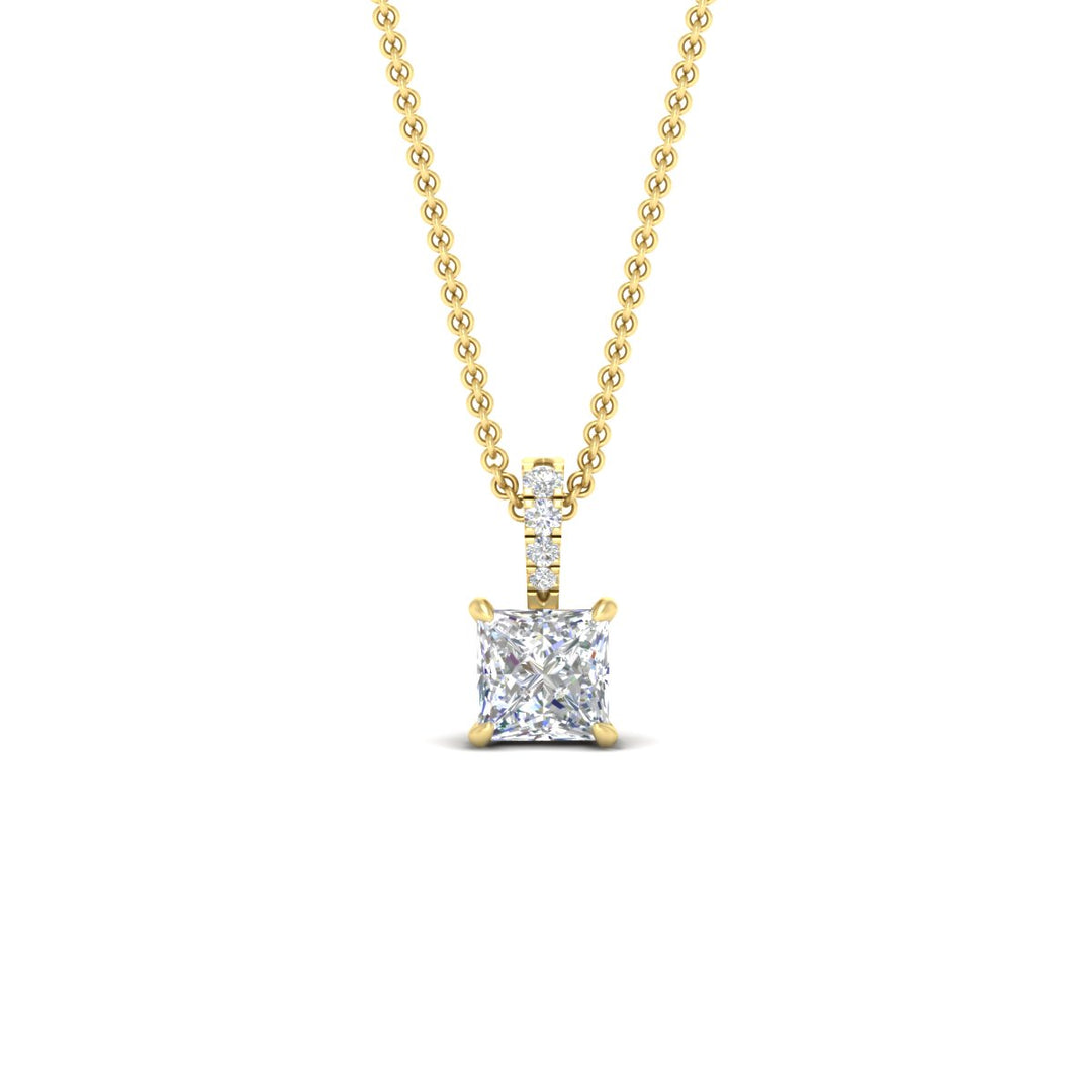 Pavé Bail Princess Cut Diamond Pendant