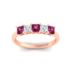 Load image into Gallery viewer, 1.50-carat-princess-cut-five-stone-pink-sapphire-wedding-ring-in-rose-gold-fdwb8008prgsadrpiangle5-1.50ct-nl-rg.jpg
