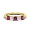 Load image into Gallery viewer, 1.50-carat-princess-cut-five-stone-pink-sapphire-wedding-ring-in-yellow-gold-fdwb8008prgsadrpisleep-1.50ct-nl-yg.jpg