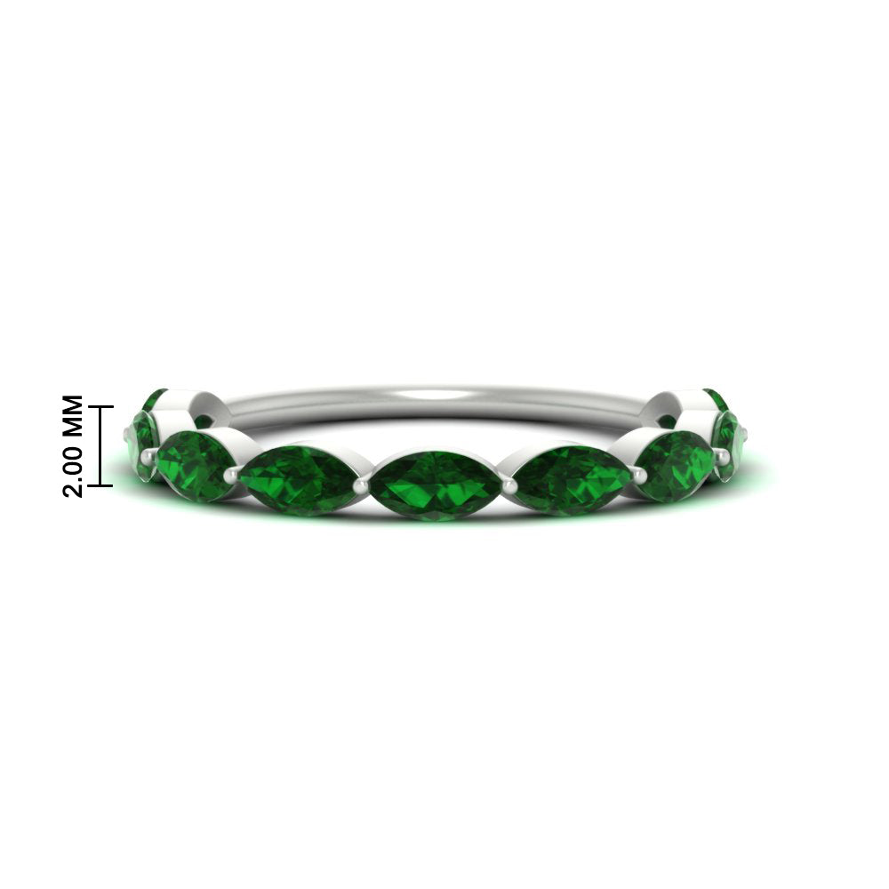 1.50-carat-prong-set-marquise-emerald-wedding-band-in-white-gold-FD8398MQBGEMGER-1.50CT-NL-WG-HW