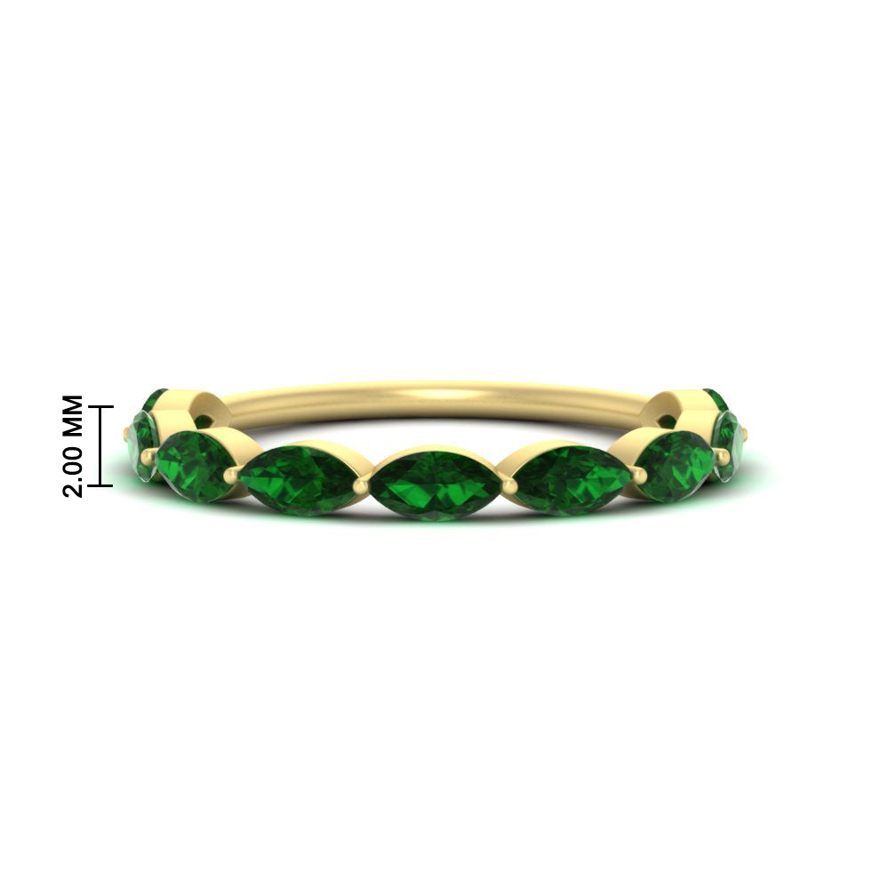 1.50-carat-prong-set-marquise-emerald-wedding-band-in-yellow-gold-FD8398MQBGEMGER-1.50CT-NL-YG-HW