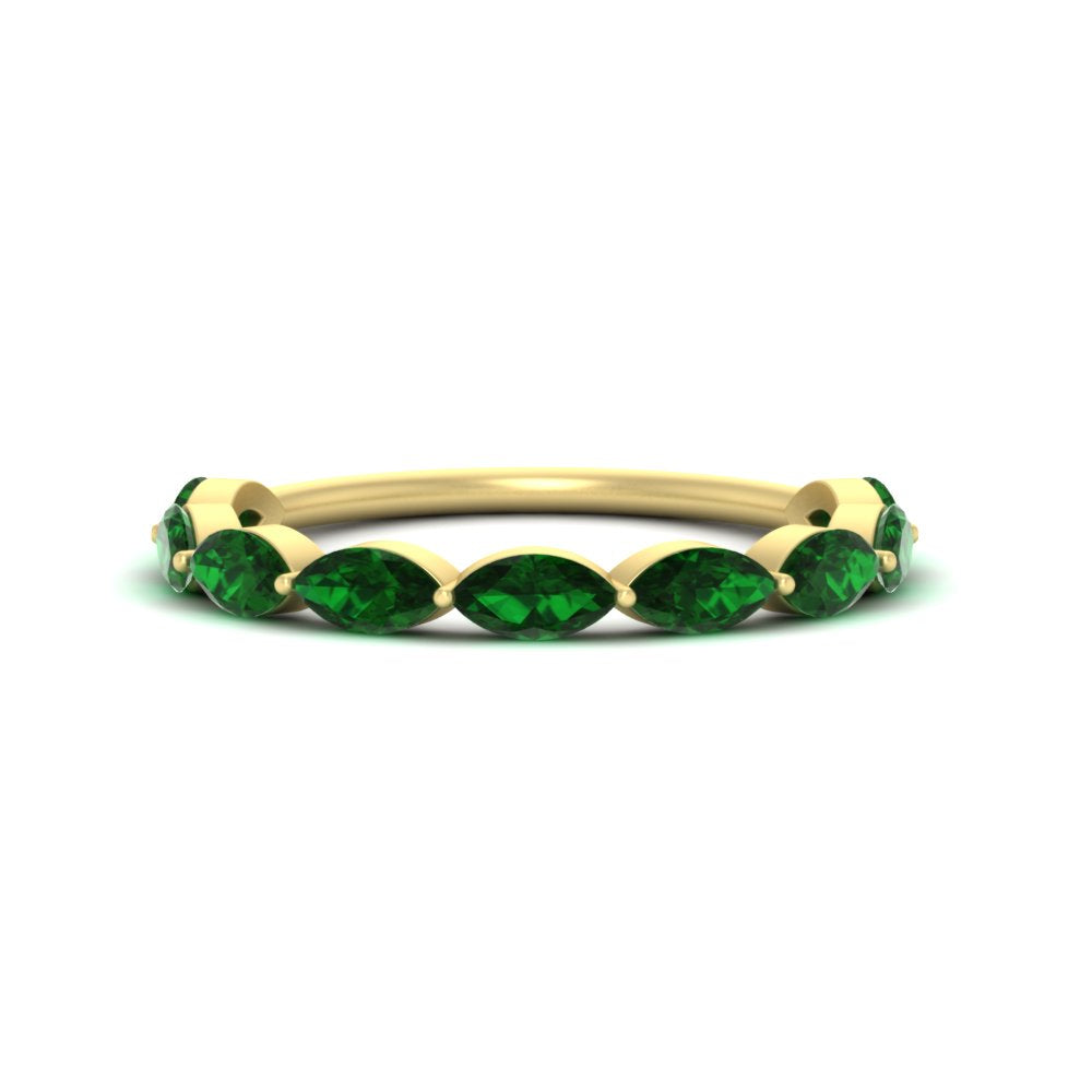 1.50-carat-prong-set-marquise-emerald-wedding-band-in-yellow-gold-FD8398MQBGEMGER-1.50CT-NL-YG
