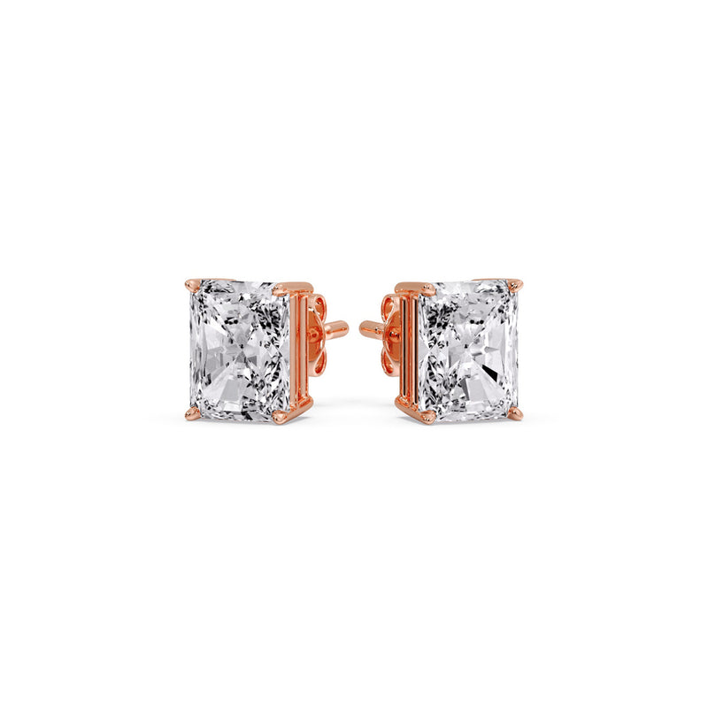 Radiant Diamond Basket Stud Earring