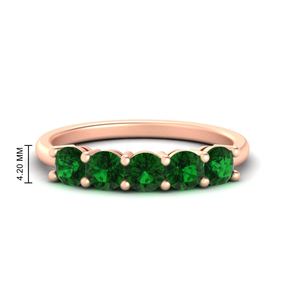 1.50-carat-round-5-stone-emerald-wedding-ring-in-rose-gold-FDENS141ROBGEMGR-1.50CT-NL-RG-HW