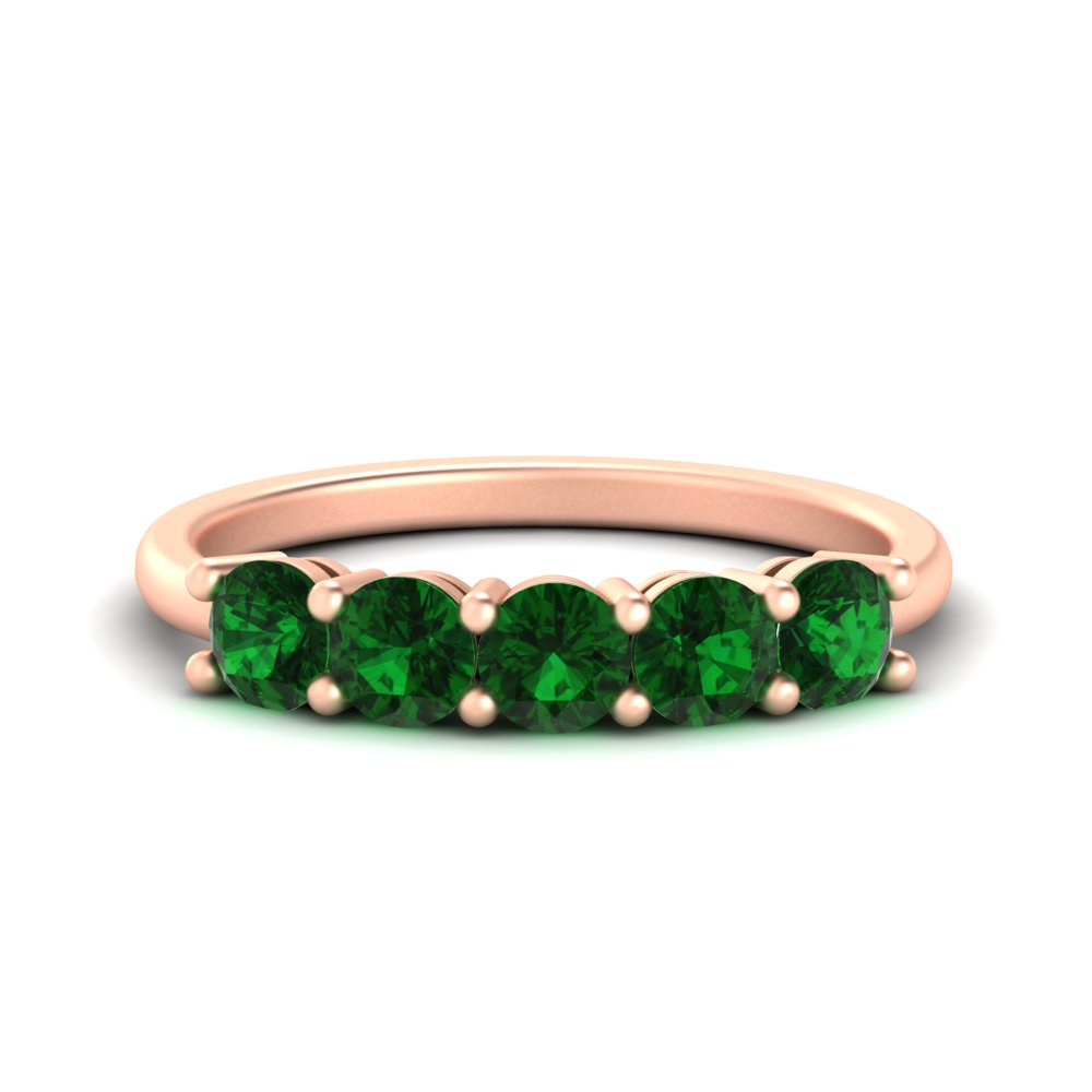 1.50-carat-round-5-stone-emerald-wedding-ring-in-rose-gold-FDENS141ROBGEMGR-1.50CT-NL-RG