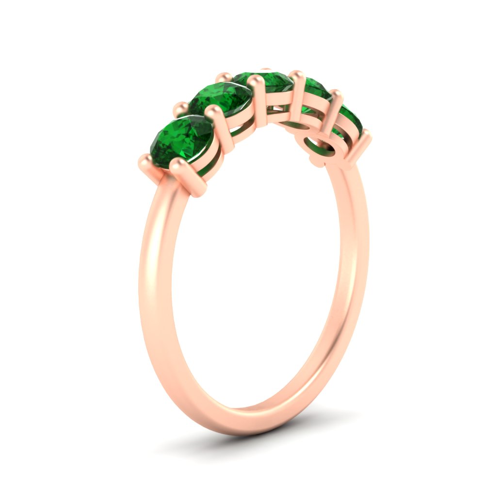 1.50-carat-round-5-stone-emerald-wedding-ring-in-rose-gold-FDENS141ROBGEMGRANGLE2-1.50CT-NL-RG
