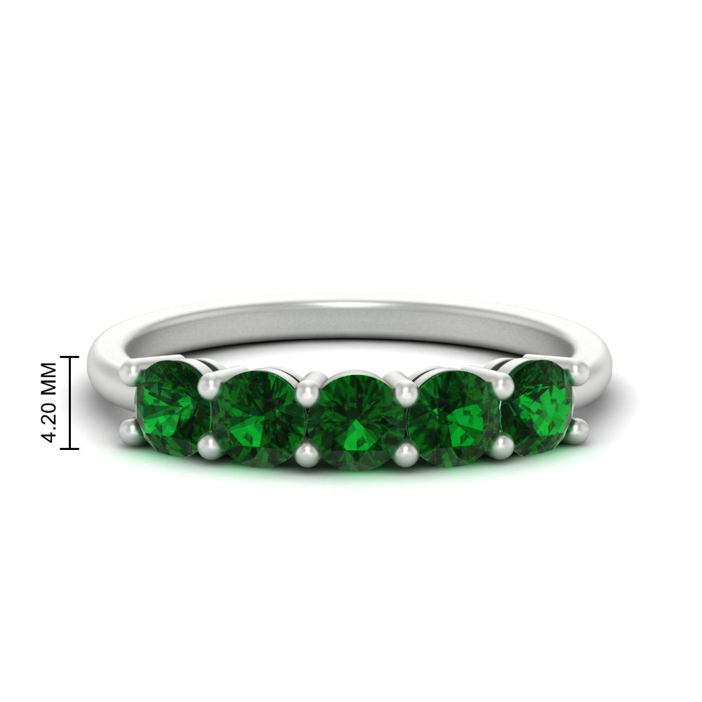 1.50-carat-round-5-stone-emerald-wedding-ring-in-white-gold-FDENS141ROBGEMGR-1.50CT-NL-WG-HW