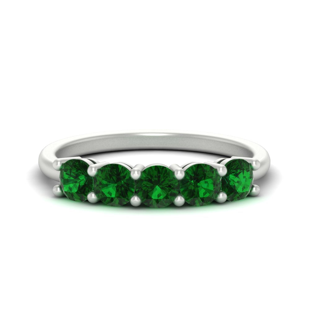 1.50-carat-round-5-stone-emerald-wedding-ring-in-white-gold-FDENS141ROBGEMGR-1.50CT-NL-WG