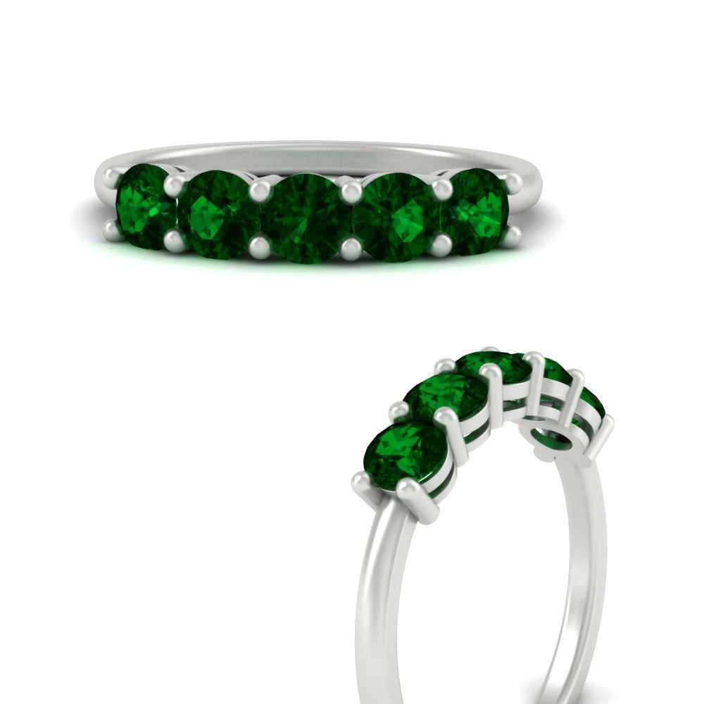 1.50-carat-round-5-stone-emerald-wedding-ring-in-white-gold-FDENS141ROBGEMGRANGLE3-1.50CT-NL-WG