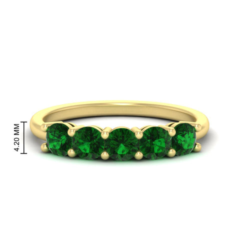 1.50-carat-round-5-stone-emerald-wedding-ring-in-yellow-gold-FDENS141ROBGEMGR-1.50CT-NL-YG-HW