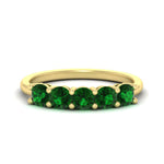 Load image into Gallery viewer, 1.50-carat-round-5-stone-emerald-wedding-ring-in-yellow-gold-FDENS141ROBGEMGR-1.50CT-NL-YG

