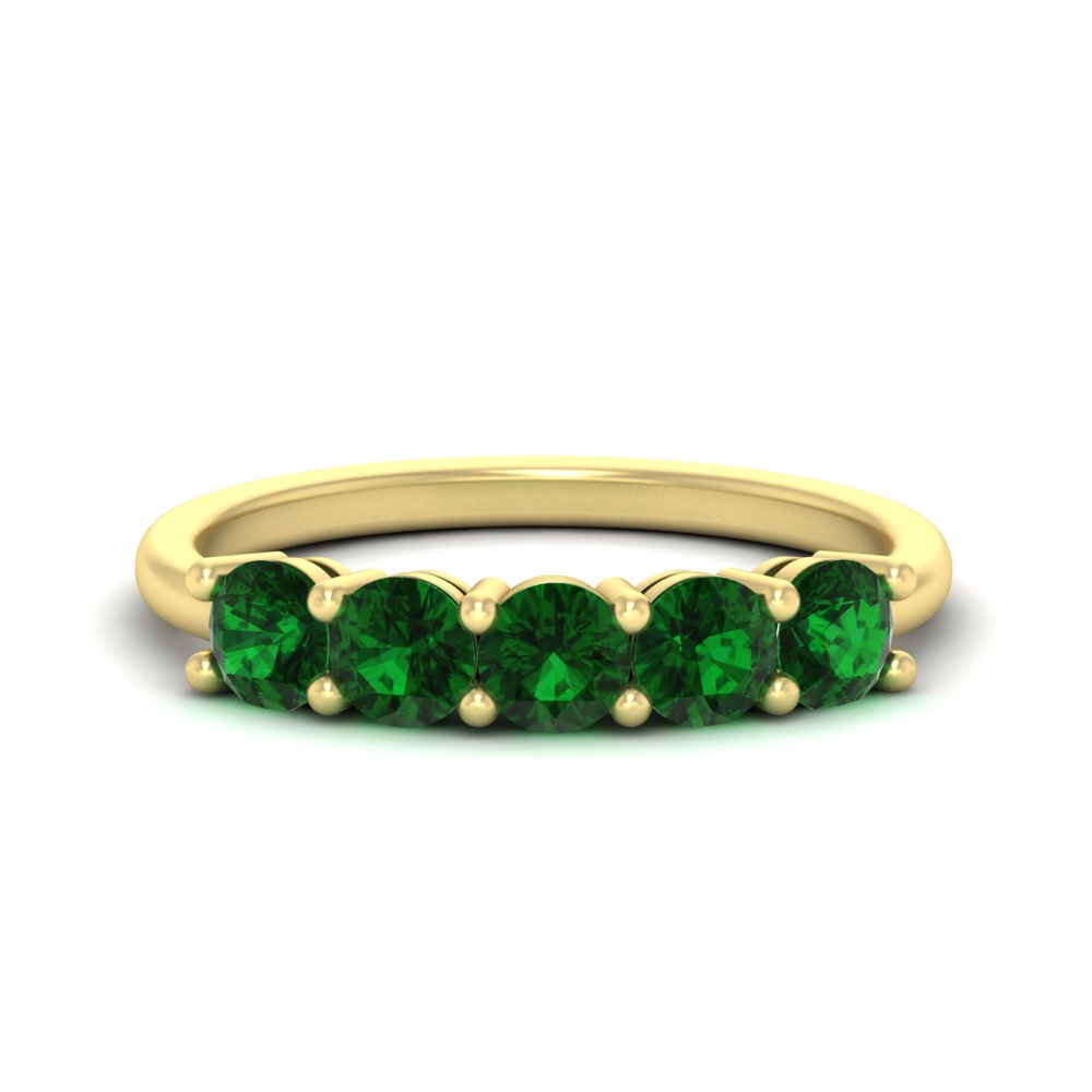 1.50-carat-round-5-stone-emerald-wedding-ring-in-yellow-gold-FDENS141ROBGEMGR-1.50CT-NL-YG