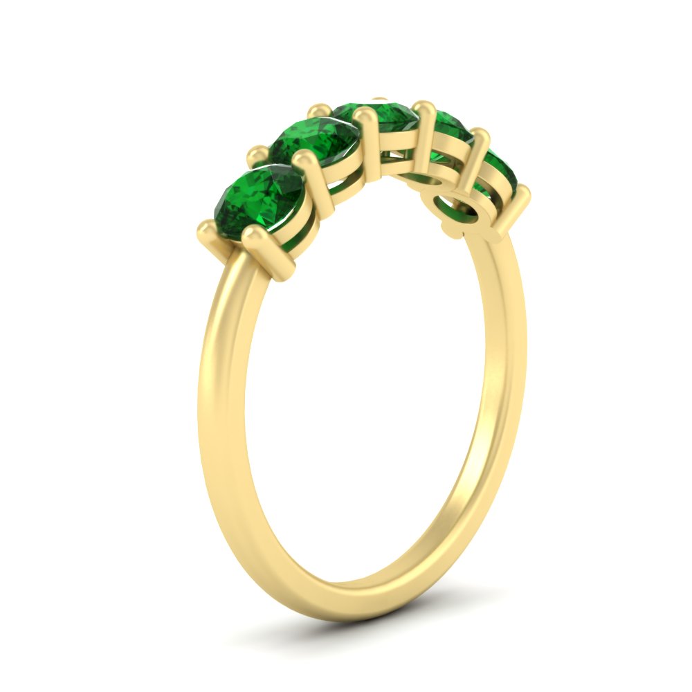 1.50-carat-round-5-stone-emerald-wedding-ring-in-yellow-gold-FDENS141ROBGEMGRANGLE2-1.50CT-NL-YG
