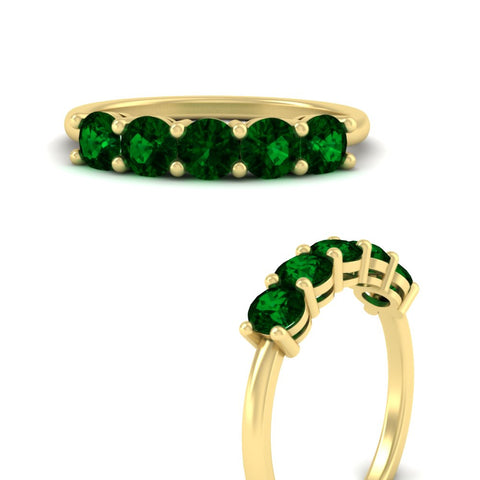 1.50-carat-round-5-stone-emerald-wedding-ring-in-yellow-gold-FDENS141ROBGEMGRANGLE3-1.50CT-NL-YG