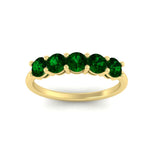 Load image into Gallery viewer, 1.50-carat-round-5-stone-emerald-wedding-ring-in-yellow-gold-FDENS141ROBGEMGRANGLE5-1.50CT-NL-YG
