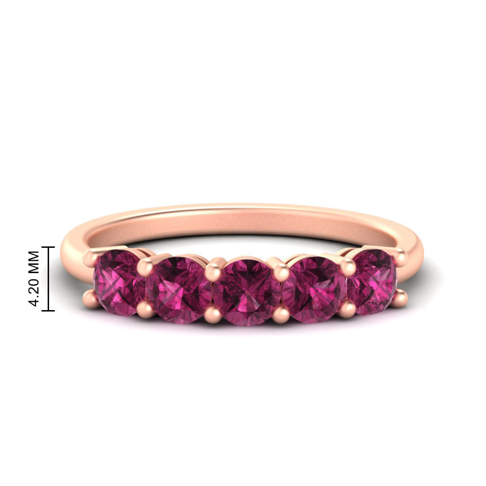 1.50-carat-round-5-stone-pink-sapphire-wedding-ring-in-rose-gold-FDENS141ROBGSADRPI-1.50CT-NL-RG-HW