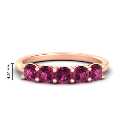 1.50-carat-round-5-stone-pink-sapphire-wedding-ring-in-rose-gold-FDENS141ROBGSADRPI-1.50CT-NL-RG-HW