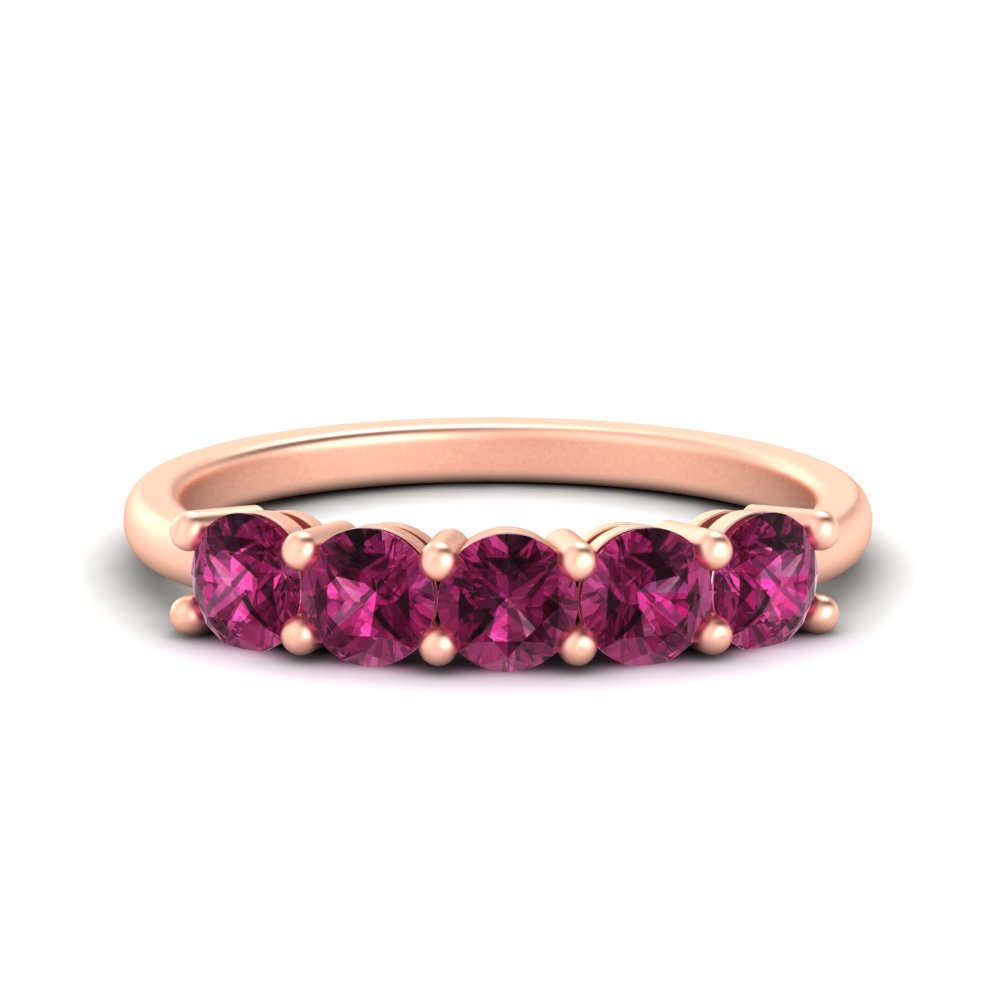 1.50-carat-round-5-stone-pink-sapphire-wedding-ring-in-rose-gold-FDENS141ROBGSADRPI-1.50CT-NL-RG