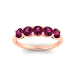 Load image into Gallery viewer, 1.50-carat-round-5-stone-pink-sapphire-wedding-ring-in-rose-gold-FDENS141ROBGSADRPIANGLE5-1.50CT-NL-RG
