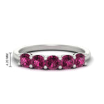 Load image into Gallery viewer, 1.50-carat-round-5-stone-pink-sapphire-wedding-ring-in-white-gold-FDENS141ROBGSADRPI-1.50CT-NL-WG-HW
