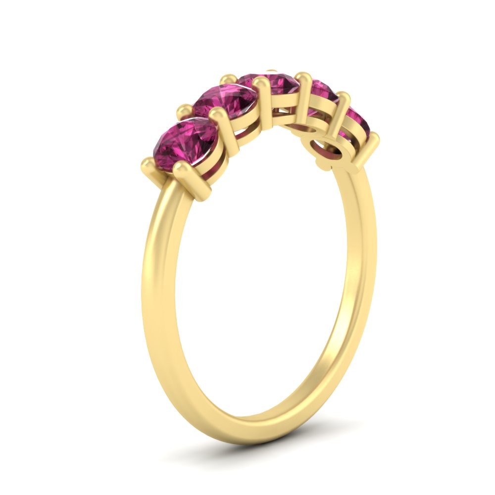 1.50-carat-round-5-stone-pink-sapphire-wedding-ring-in-yellow-gold-FDENS141ROBGSADRPIANGLE2-1.50CT-NL-YG